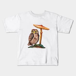 Watercolour - Owl mushroom Kids T-Shirt